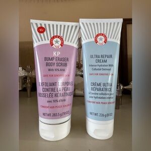NEW First Aid Beauty XL KP Bump Eraser Body Scrub & 8oz Ultra Repair Cream Duo